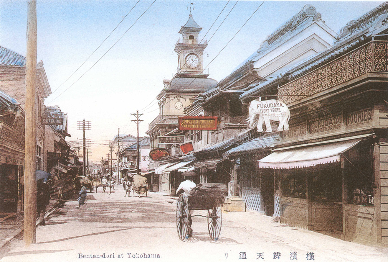 創業当時の店舗“Maruyama Brothers”（横浜開港資料館蔵）